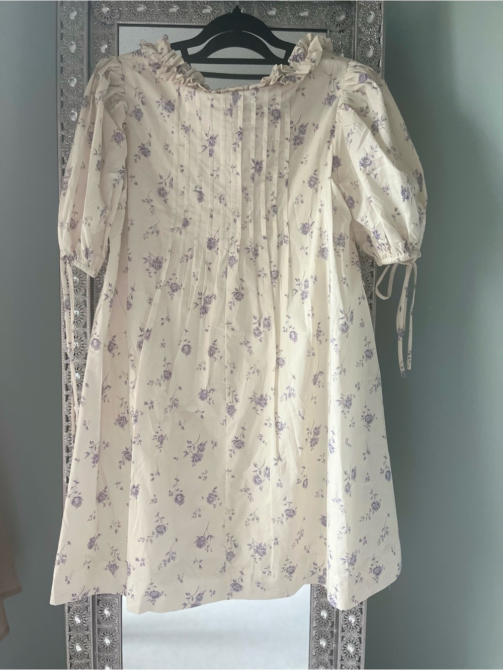 Minnie 100% Cotton Floral Babydoll Dress in Ivory - Picture 2 of 2